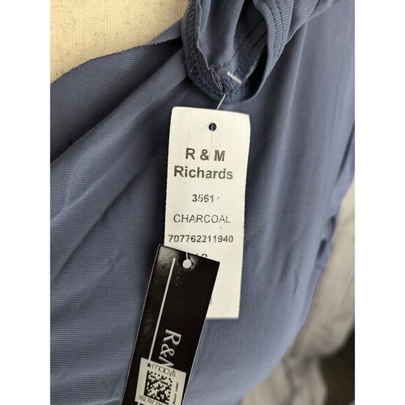 R & M Richards Women's Rhinestone Faux Wrap Dress Charcoal Size 12 - Picture 4 of 4